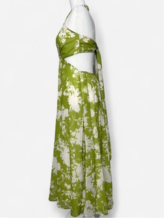 BRAND NEW - Vici Colllection Green Floral Halter Midi Dress - Size Medium - Picture 3 of 7